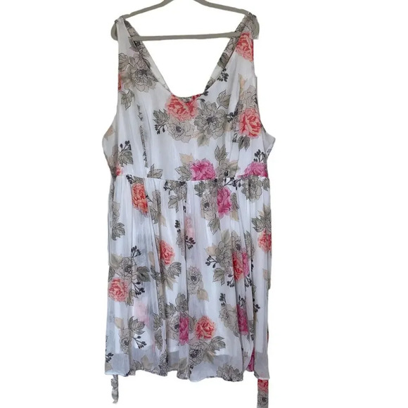 TORRID Ivory Floral Print Chiffon Skater Tank Dress Plus Size 6X Feminine Flirty - Picture 1 of 10